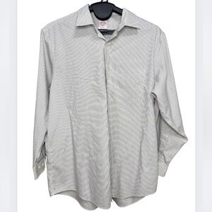 Brooks Brothers 346 Dress Shirt Adult 17.5 Slim Fit Non Iron Blue Striped Flawed
